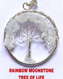 Rainbow Moonstone Tree of Life Pendant