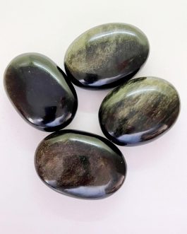 Golden Sheen Obsidian Palm Stone