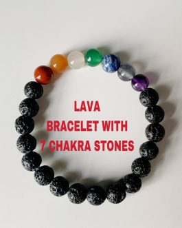 Lava  Bracelet With 7 Chakra Stones