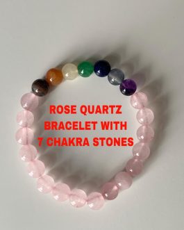 Rose Quartz  Bracelet With 7 Chakra Stones